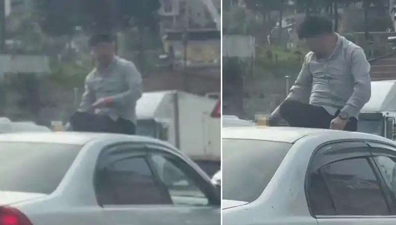 Trafikte Şaşkınlık Yaratan Olay: Otomobil Üzerinde Eğlence Düzeni!